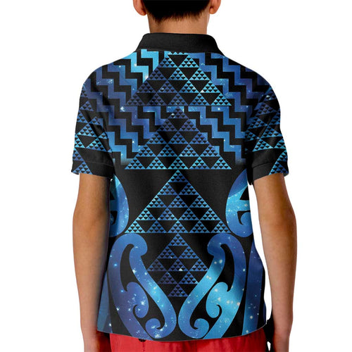 Taniko Motifs Matariki New Zealand Kid Polo Shirt NZ Niho Taniwha Poutama
