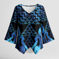 Taniko Motifs Matariki New Zealand Kimono Sleeve Blouse NZ Niho Taniwha Poutama