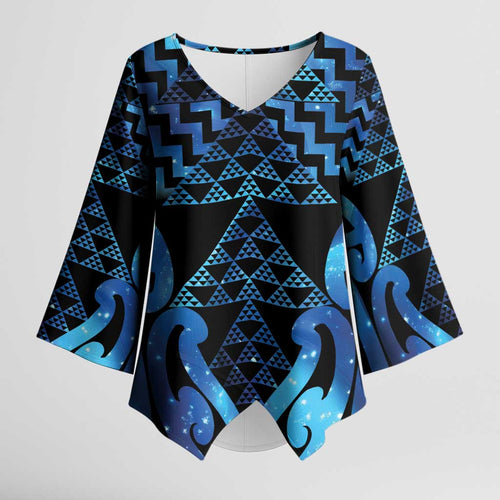Taniko Motifs Matariki New Zealand Kimono Sleeve Blouse NZ Niho Taniwha Poutama