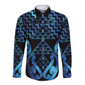 Taniko Motifs Matariki New Zealand Long Sleeve Button Shirt NZ Niho Taniwha Poutama