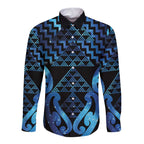 Taniko Motifs Matariki New Zealand Long Sleeve Button Shirt NZ Niho Taniwha Poutama