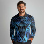 Taniko Motifs Matariki New Zealand Long Sleeve Polo Shirt NZ Niho Taniwha Poutama