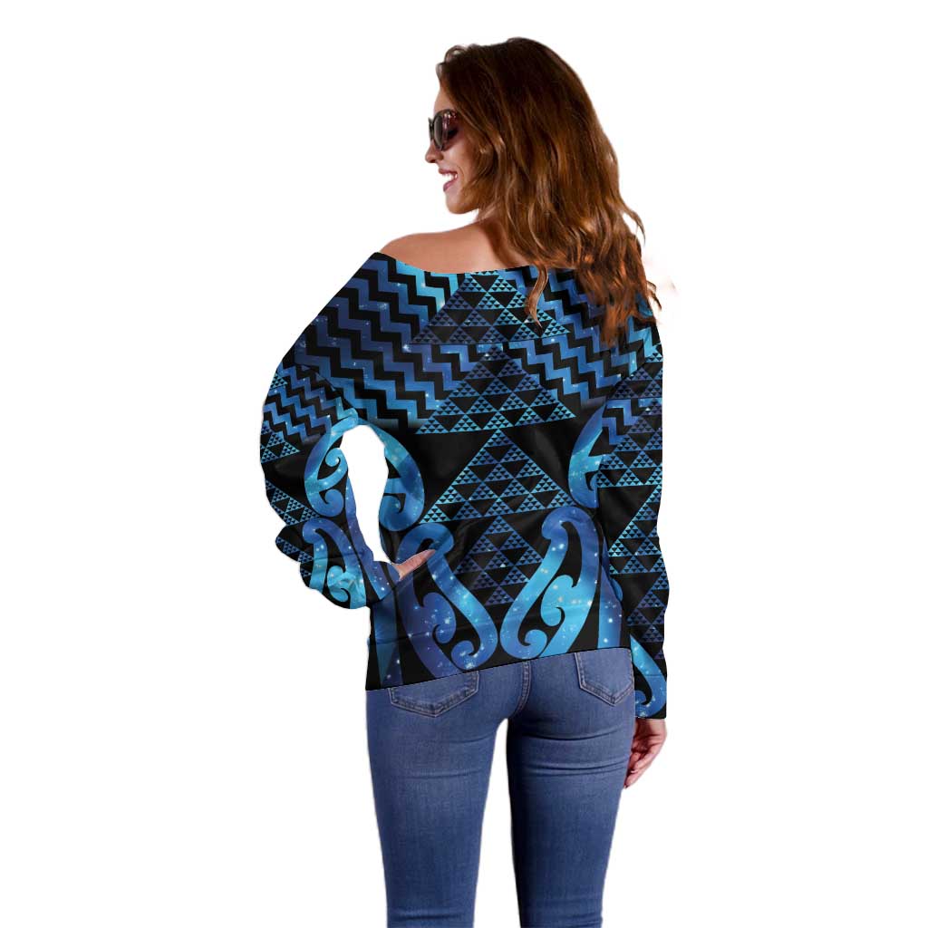 Taniko Motifs Matariki New Zealand Off Shoulder Sweater NZ Niho Taniwha Poutama