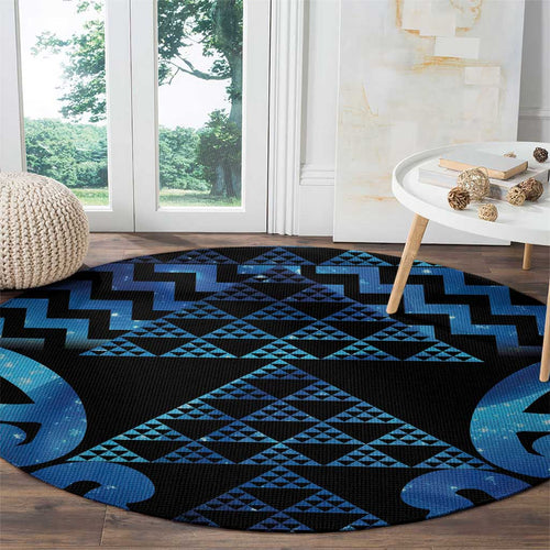 Taniko Motifs Matariki New Zealand Round Carpet NZ Niho Taniwha Poutama