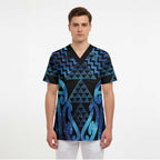 Taniko Motifs Matariki New Zealand Scrub Top NZ Niho Taniwha Poutama