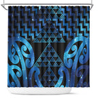 Taniko Motifs Matariki New Zealand Shower Curtain NZ Niho Taniwha Poutama