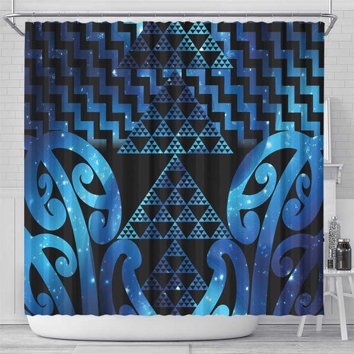 Taniko Motifs Matariki New Zealand Shower Curtain NZ Niho Taniwha Poutama