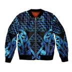 Taniko Motifs Matariki New Zealand Sleeve Zip Bomber Jacket NZ Niho Taniwha Poutama