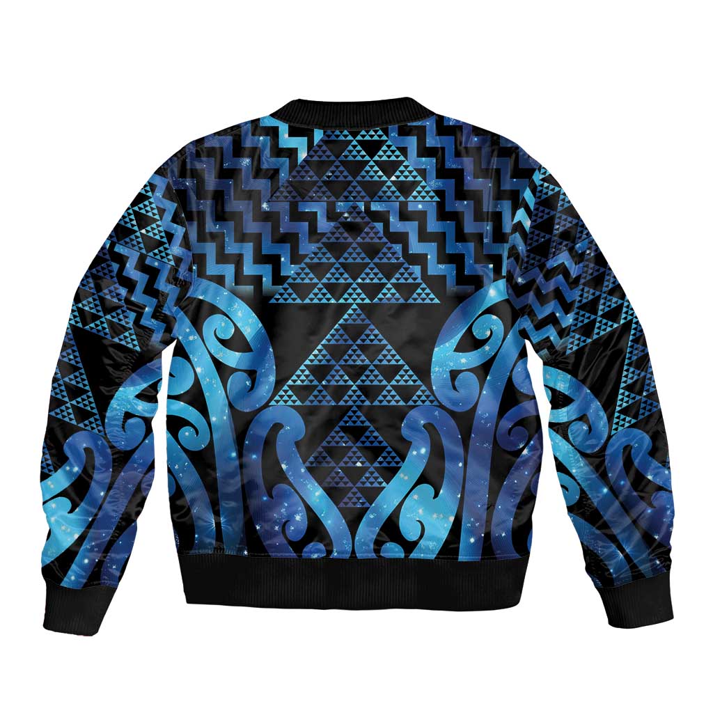 Taniko Motifs Matariki New Zealand Sleeve Zip Bomber Jacket NZ Niho Taniwha Poutama