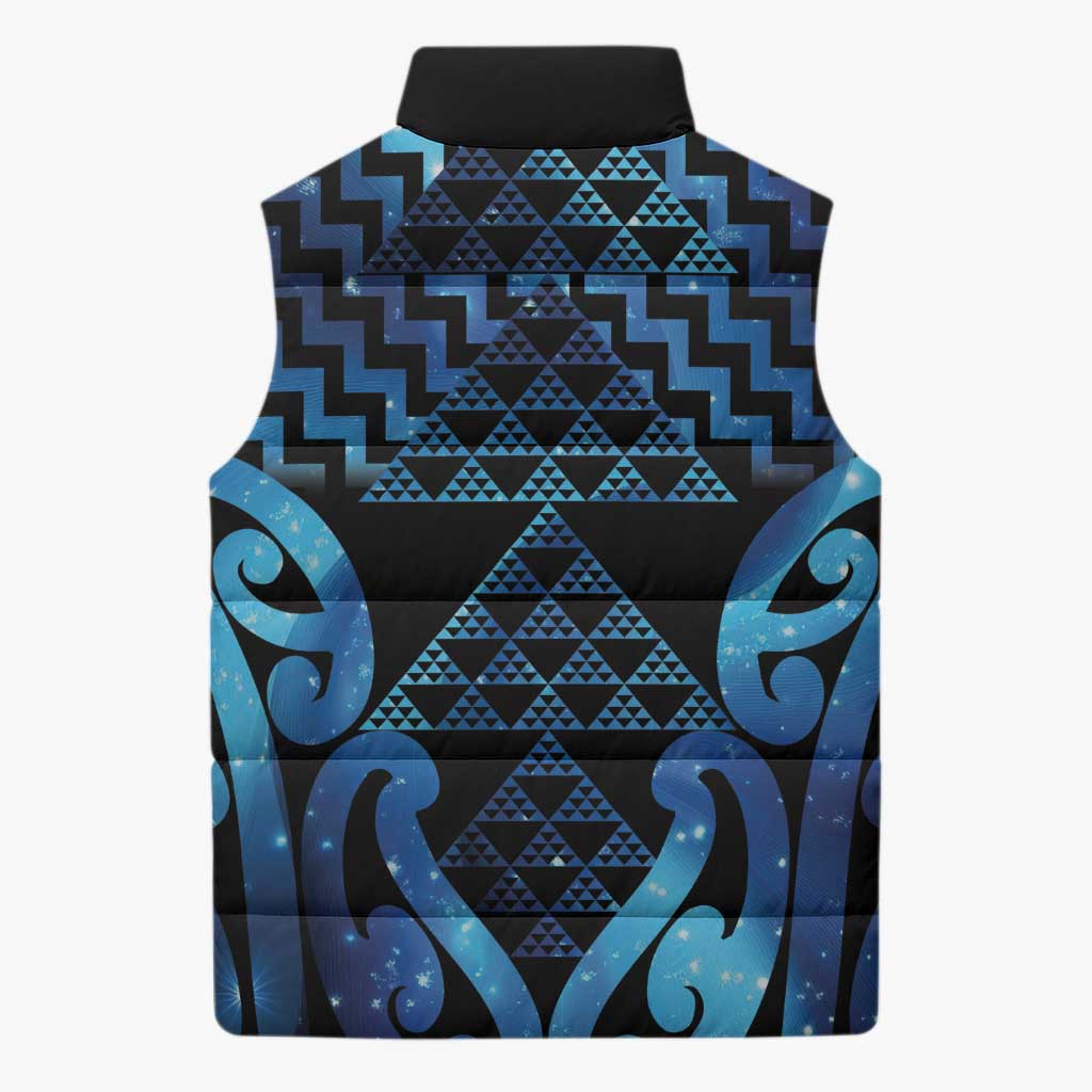 Taniko Motifs Matariki New Zealand Sleeveless Puffer Jacket NZ Niho Taniwha Poutama