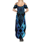 Taniko Motifs Matariki New Zealand Summer Maxi Dress NZ Niho Taniwha Poutama