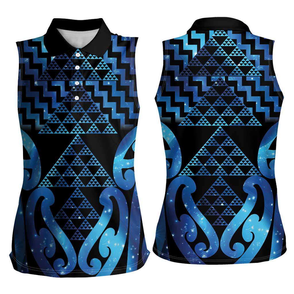 Taniko Motifs Matariki New Zealand Women Sleeveless Polo Shirt NZ Niho Taniwha Poutama