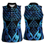 Taniko Motifs Matariki New Zealand Women Sleeveless Polo Shirt NZ Niho Taniwha Poutama