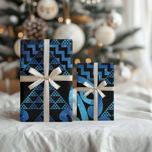 Taniko Motifs Matariki New Zealand Wrapping Paper NZ Niho Taniwha Poutama