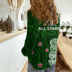Aotearoa Rugby Women Casual Shirt All Stars New Zealand Tiki Maori LT14