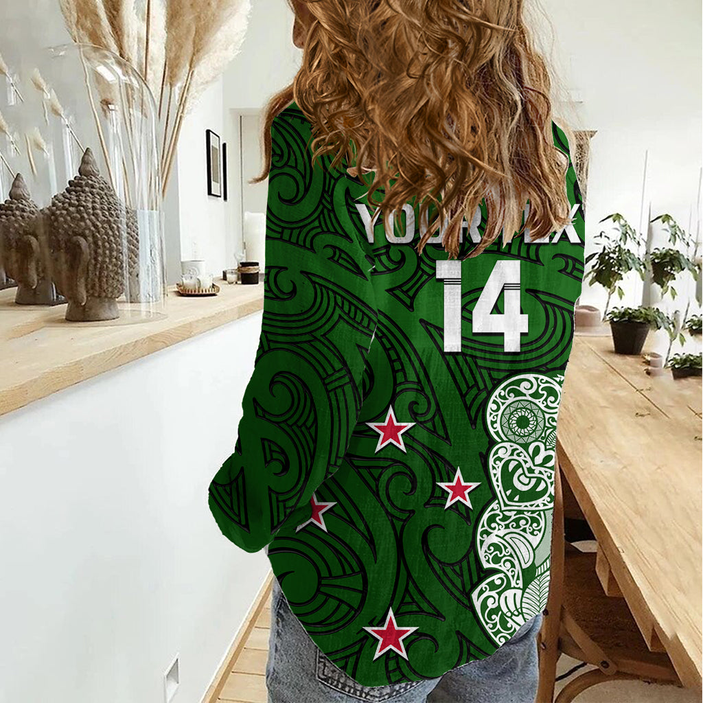 (Custom Text And Number) Aotearoa Rugby Women Casual Shirt All Stars New Zealand Tiki Maori LT14
