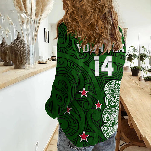 (Custom Text And Number) Aotearoa Rugby Women Casual Shirt All Stars New Zealand Tiki Maori LT14