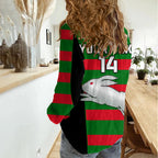 (Custom Text And Number) Rabbitohs Rugby Women Casual Shirt Go Souths 1908 Sporty Style Black LT14