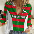 (Custom Text And Number) Rabbitohs Rugby Women Casual Shirt Go Souths 1908 Sporty Style White LT14