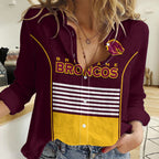 (Custom Text And Number) Broncos Rugby 2023 Women Casual Shirt Sporty Style Maroon Version LT14