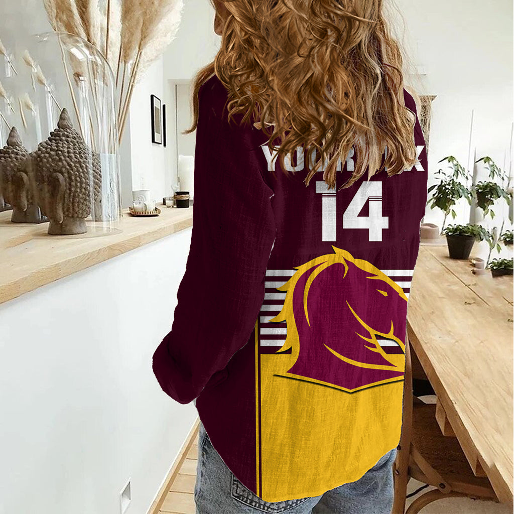 (Custom Text And Number) Broncos Rugby 2023 Women Casual Shirt Sporty Style Maroon Version LT14