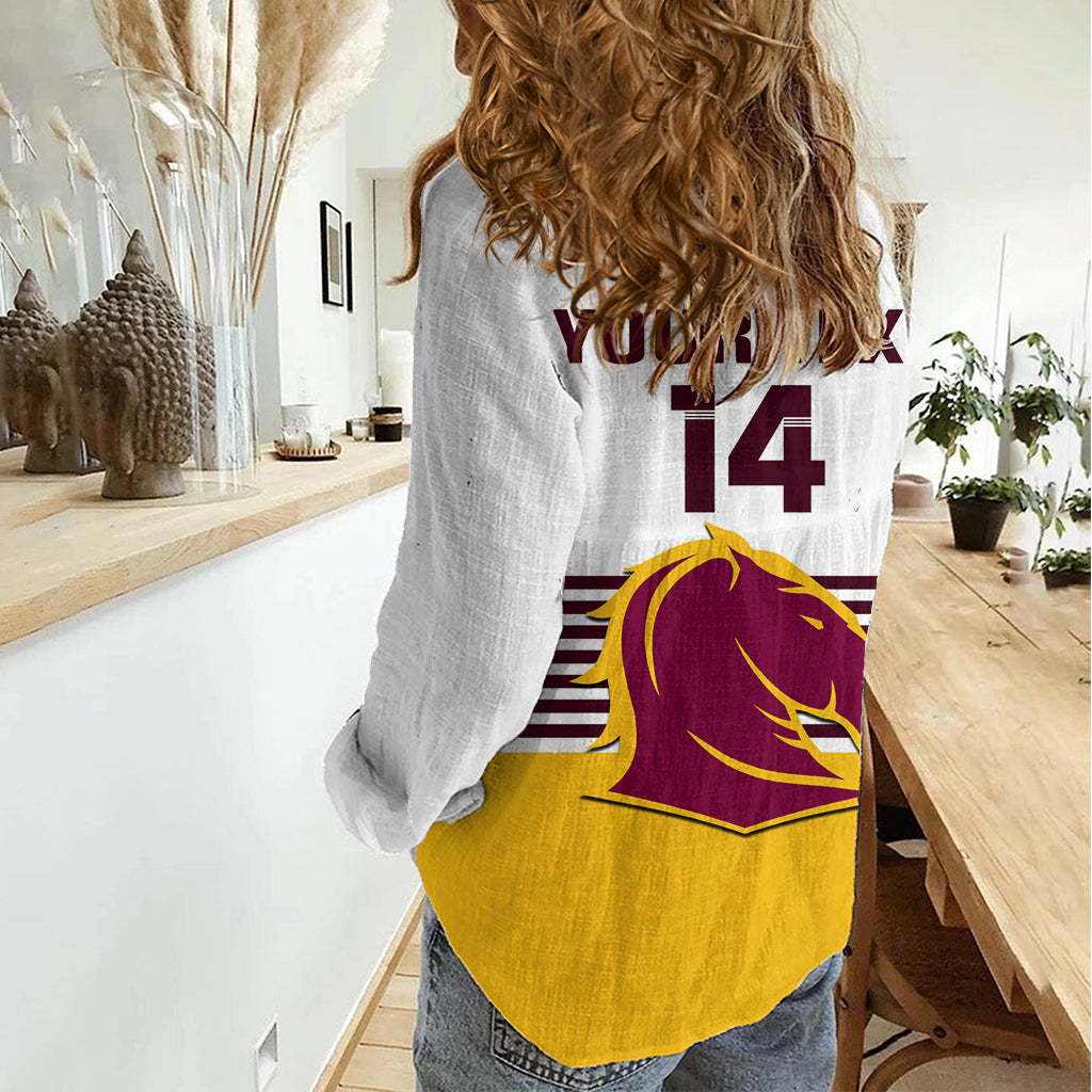 (Custom Text And Number) Broncos Rugby 2023 Women Casual Shirt Sporty Style White Version LT14