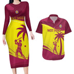 Custom West Indies Cricket Couples Matching Long Sleeve Bodycon Dress and Hawaiian Shirt 2024 World Cup Go Windies