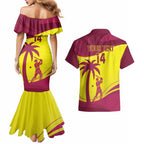 Custom West Indies Cricket Couples Matching Mermaid Dress and Hawaiian Shirt 2024 World Cup Go Windies