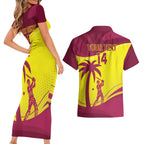 Custom West Indies Cricket Couples Matching Short Sleeve Bodycon Dress and Hawaiian Shirt 2024 World Cup Go Windies