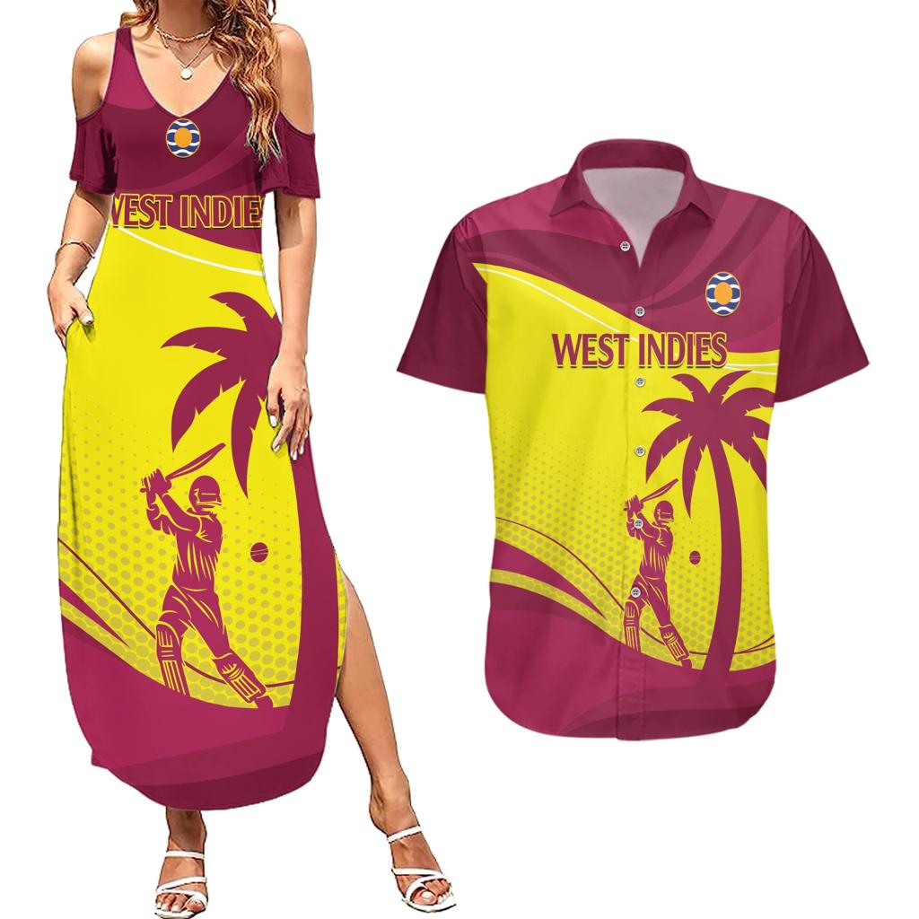 Custom West Indies Cricket Couples Matching Summer Maxi Dress and Hawaiian Shirt 2024 World Cup Go Windies