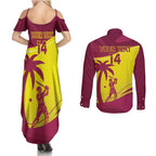 Custom West Indies Cricket Couples Matching Summer Maxi Dress and Long Sleeve Button Shirt 2024 World Cup Go Windies