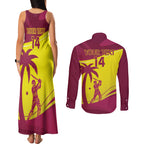Custom West Indies Cricket Couples Matching Tank Maxi Dress and Long Sleeve Button Shirt 2024 World Cup Go Windies