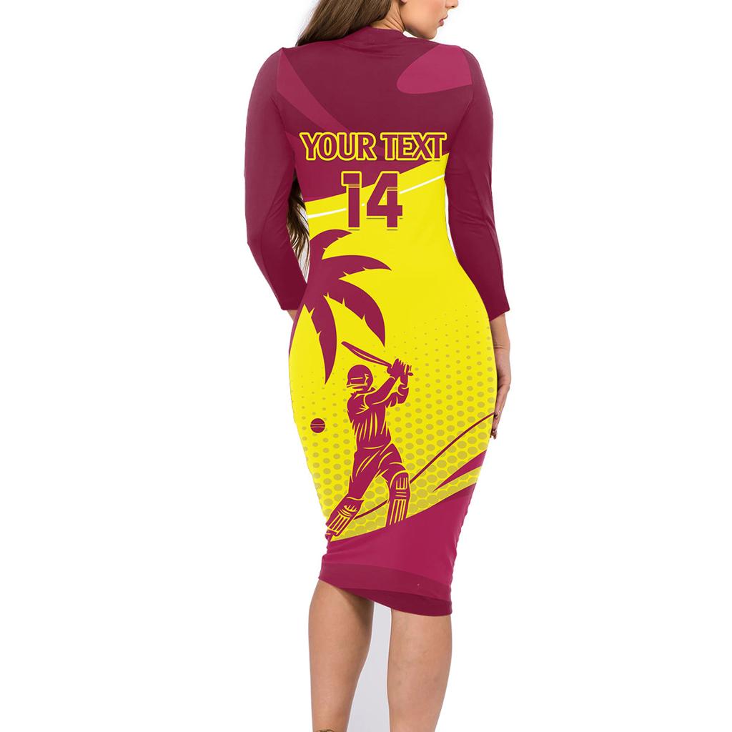 Custom West Indies Cricket Family Matching Long Sleeve Bodycon Dress and Hawaiian Shirt 2024 World Cup Go Windies