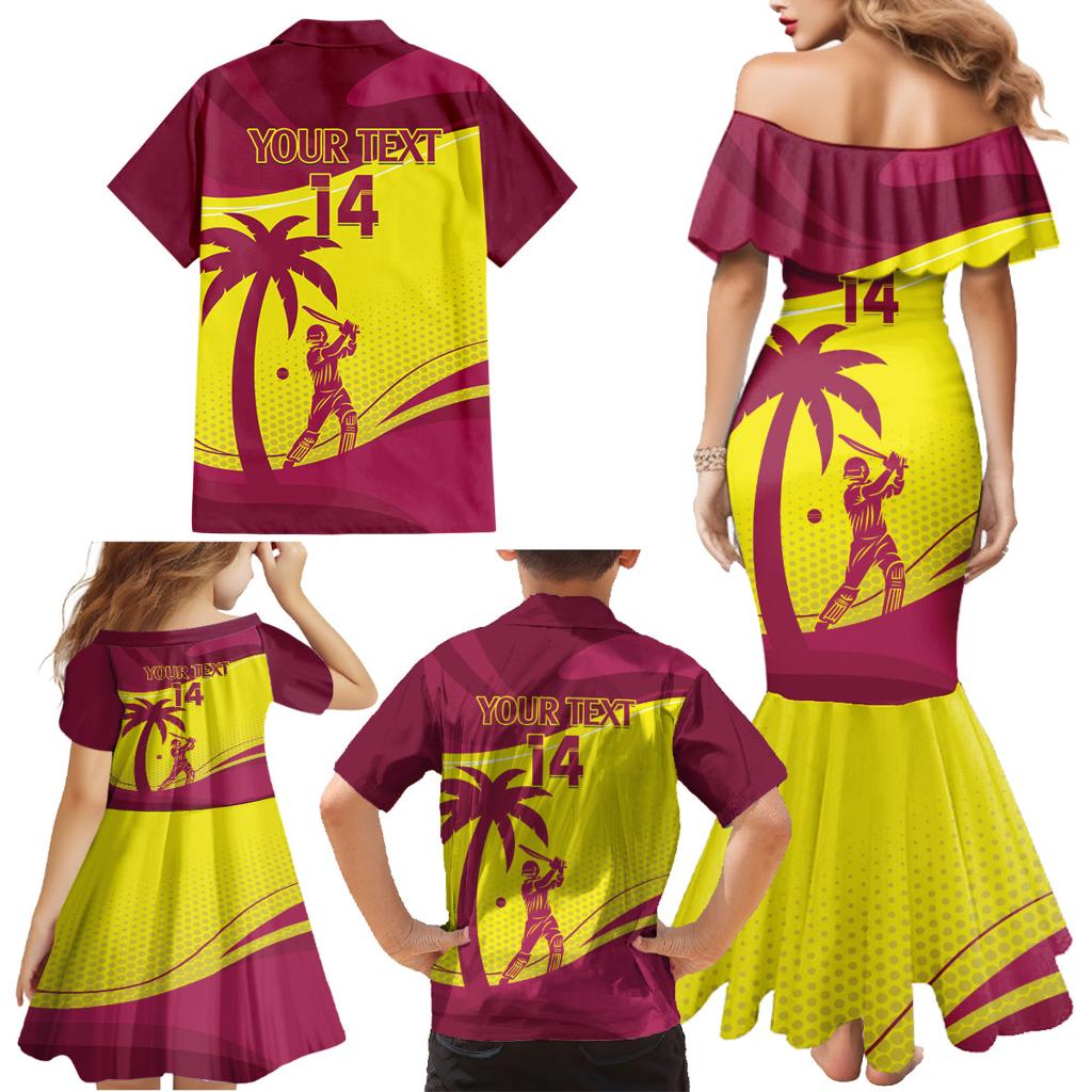Custom West Indies Cricket Family Matching Mermaid Dress and Hawaiian Shirt 2024 World Cup Go Windies