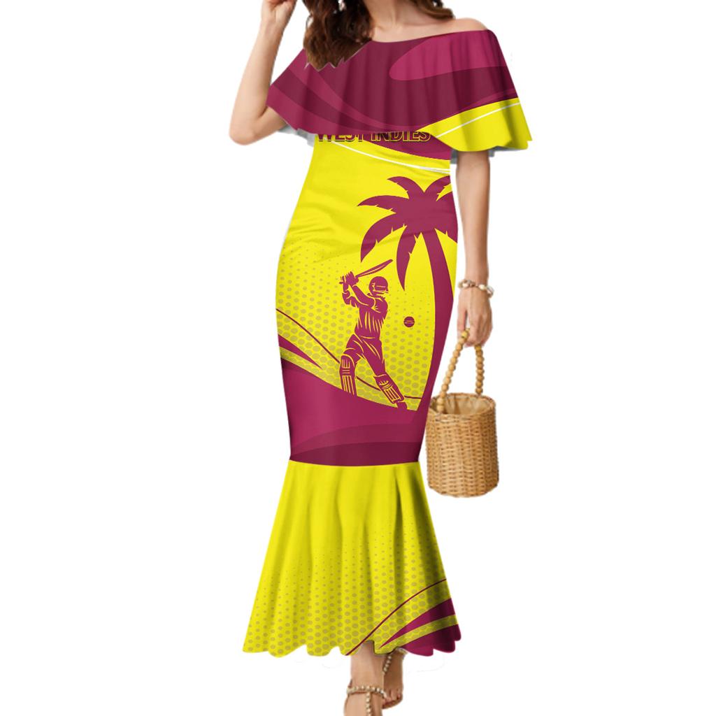 Custom West Indies Cricket Family Matching Mermaid Dress and Hawaiian Shirt 2024 World Cup Go Windies