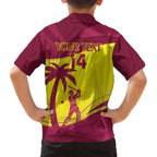 Custom West Indies Cricket Family Matching Off The Shoulder Long Sleeve Dress and Hawaiian Shirt 2024 World Cup Go Windies