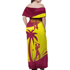 Custom West Indies Cricket Family Matching Off Shoulder Maxi Dress and Hawaiian Shirt 2024 World Cup Go Windies