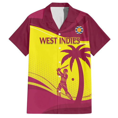 Custom West Indies Cricket Family Matching Off Shoulder Short Dress and Hawaiian Shirt 2024 World Cup Go Windies