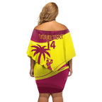 Custom West Indies Cricket Family Matching Off Shoulder Short Dress and Hawaiian Shirt 2024 World Cup Go Windies