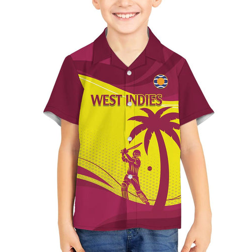 Custom West Indies Cricket Family Matching Off Shoulder Short Dress and Hawaiian Shirt 2024 World Cup Go Windies