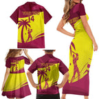 Custom West Indies Cricket Family Matching Short Sleeve Bodycon Dress and Hawaiian Shirt 2024 World Cup Go Windies