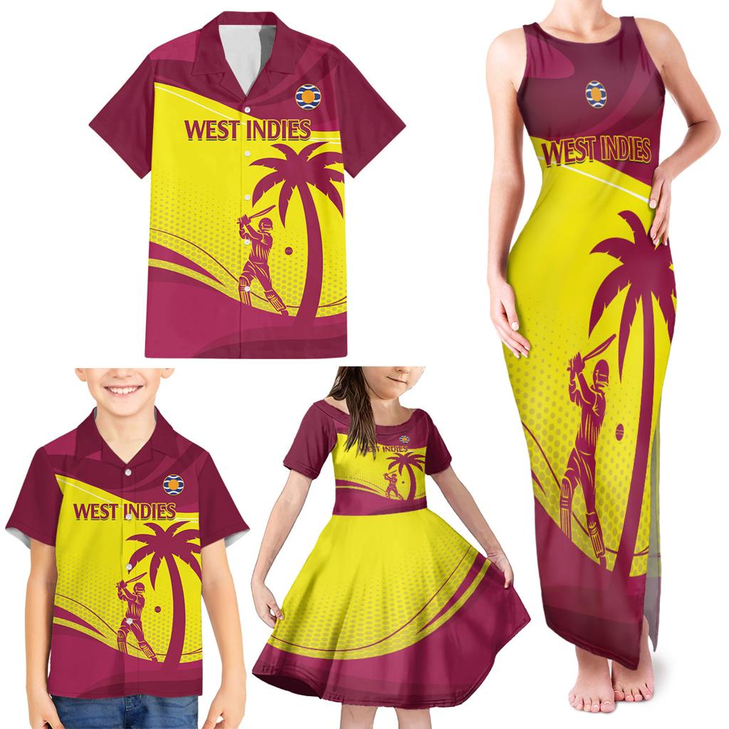 Custom West Indies Cricket Family Matching Tank Maxi Dress and Hawaiian Shirt 2024 World Cup Go Windies