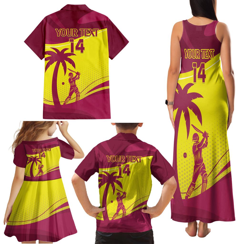 Custom West Indies Cricket Family Matching Tank Maxi Dress and Hawaiian Shirt 2024 World Cup Go Windies