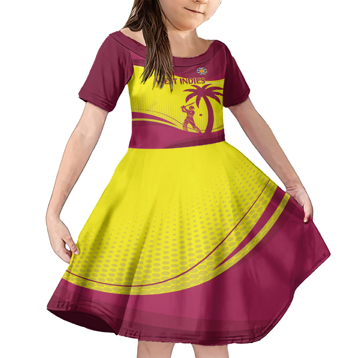 Custom West Indies Cricket Kid Short Sleeve Dress 2024 World Cup Go Windies
