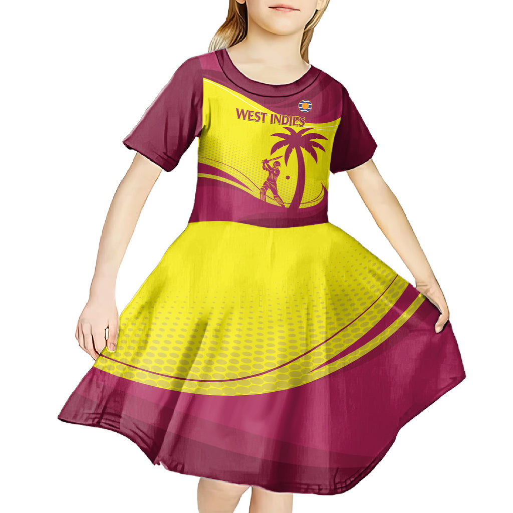 Custom West Indies Cricket Kid Short Sleeve Dress 2024 World Cup Go Windies