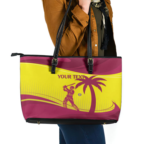 Custom West Indies Cricket Leather Tote Bag 2024 World Cup Go Windies