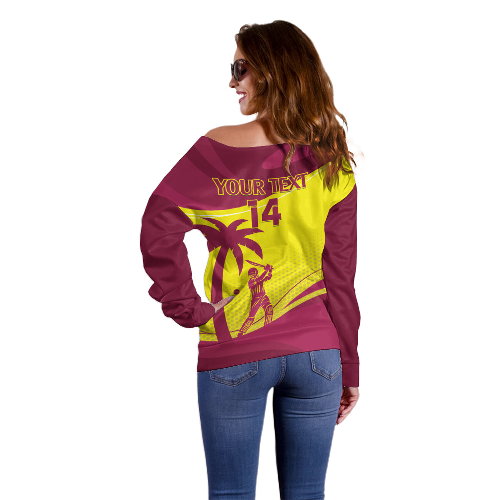 Custom West Indies Cricket Off Shoulder Sweater 2024 World Cup Go Windies