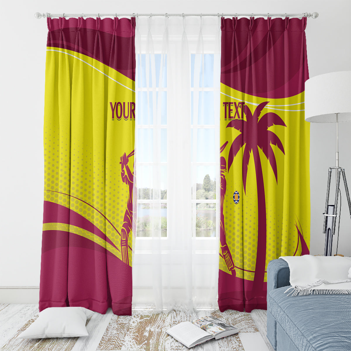 Custom West Indies Cricket Window Curtain 2024 World Cup Go Windies