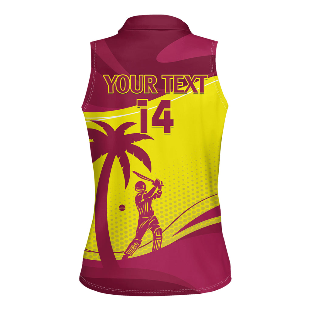 Custom West Indies Cricket Women Sleeveless Polo Shirt 2024 World Cup Go Windies