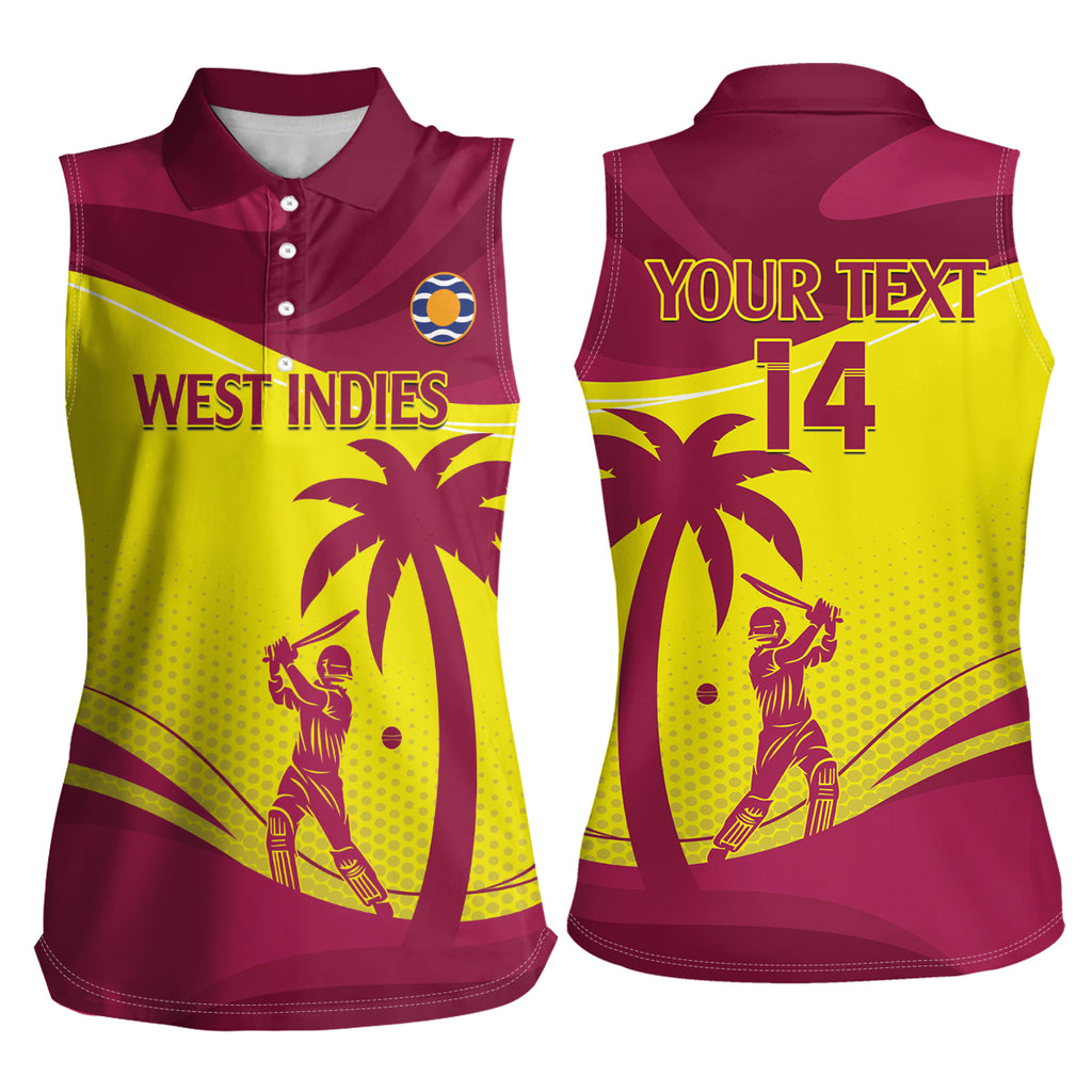 Custom West Indies Cricket Women Sleeveless Polo Shirt 2024 World Cup Go Windies